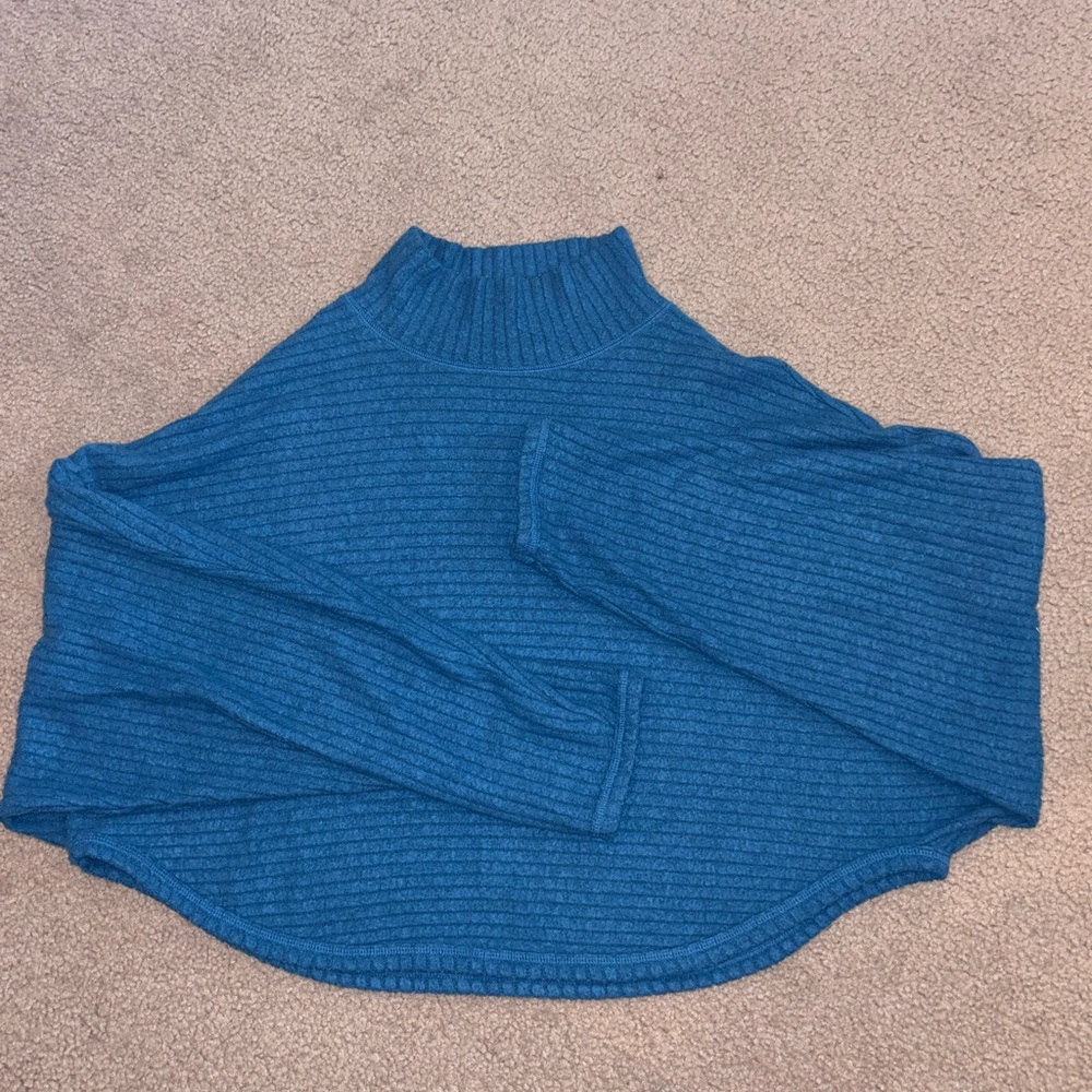 Pilcro Teal Ribbed Mock Neck Sweater
